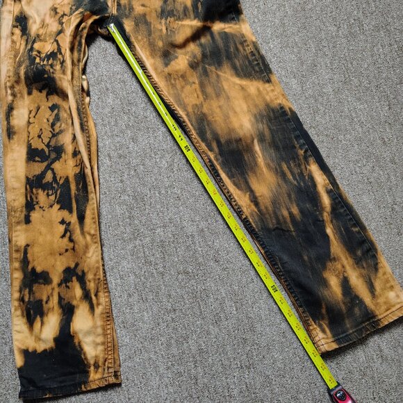 LEVI'S 511 Jeans Men 34x32 Black Slim Fit Bleach Dyed Distressed Skulls Denim - Picture 7 of 8